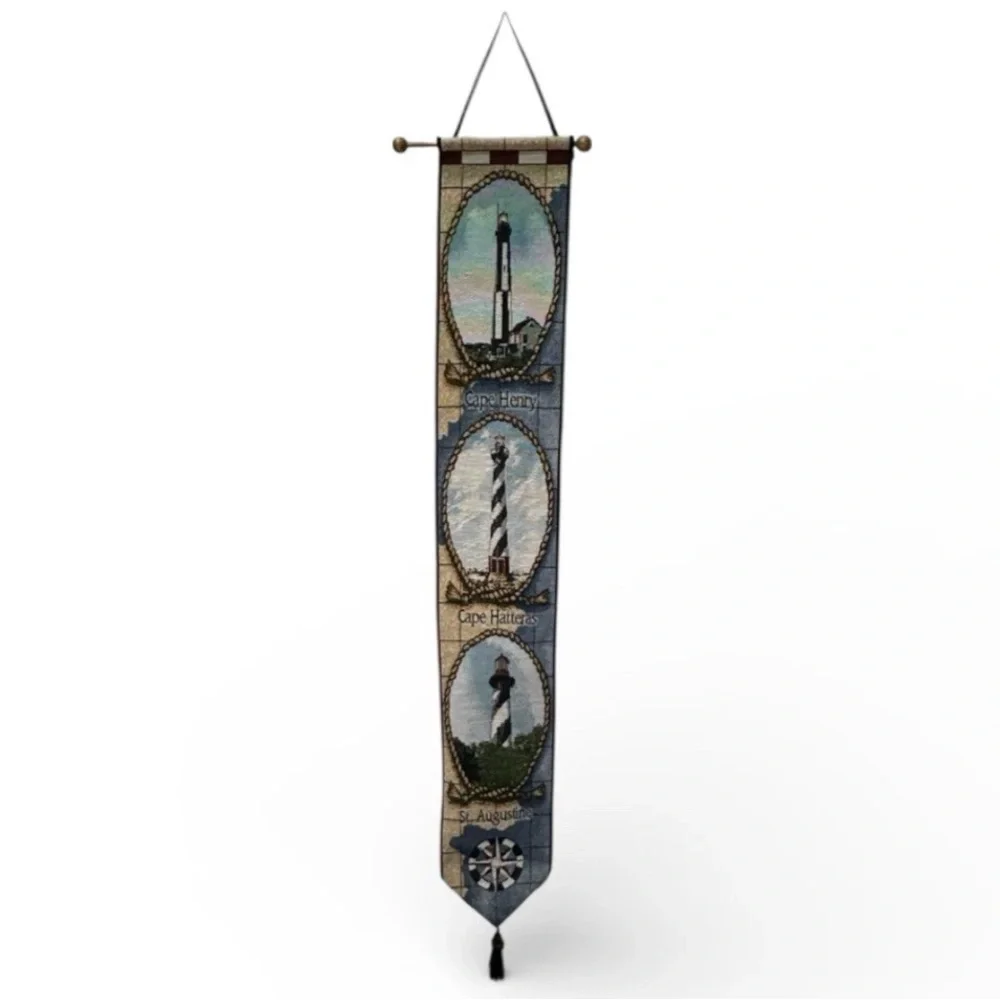 Tapestry/Bell Pull Nautical 3 Lighthouses of South East-Augustine 6.75X41